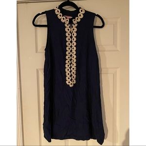 Lilly Pulitzer navy and gold Jane dress